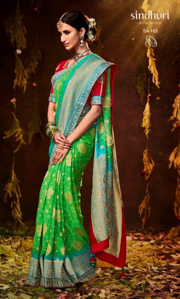 Kimora Sindhuri Bandhej Embroidery Saree Collection